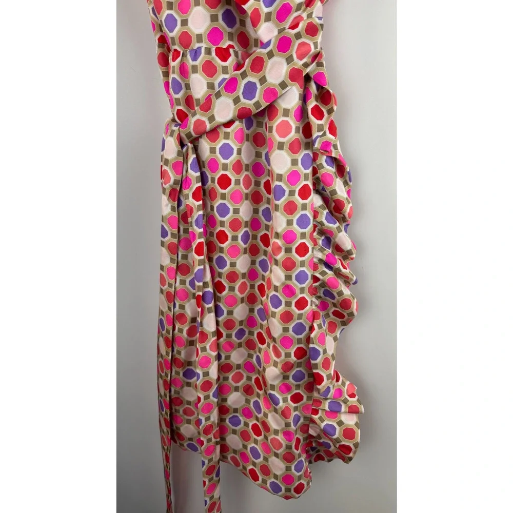 Kate Spade x Florence Broadhurst Aubrey Ruffle Wrap Dress 100% Silk Size 8 - Picture 9 of 16